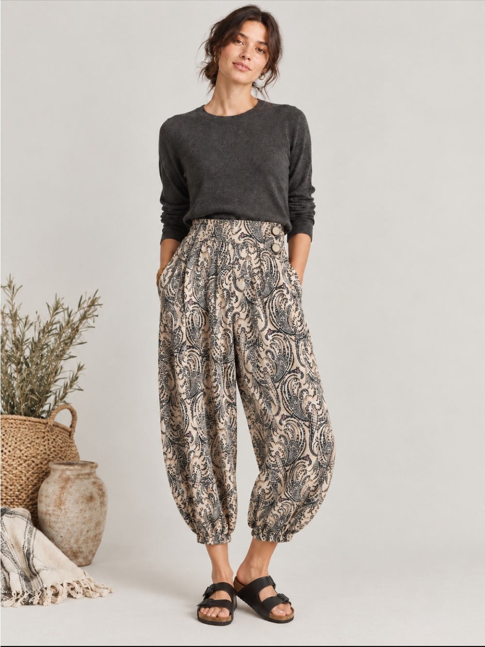 Anthropologie Paisley Harem Balloon Jogger Pants S Boho Cruise Resort Hippie